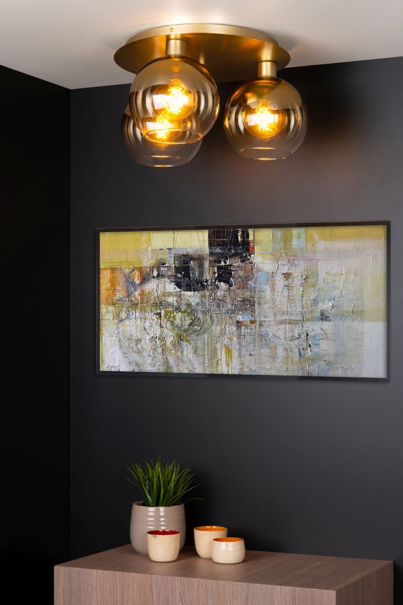 Lucide MARIUS - Zapustené stropné svietidlo - 3xE27 - Matt Gold / Mosadz